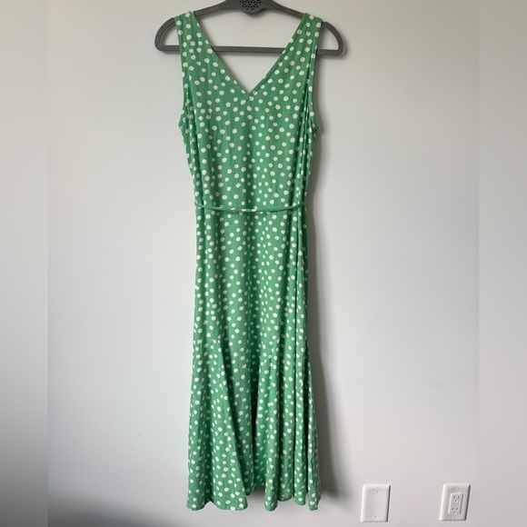 LOFT Dotted Godet Double V Midi Dress - Size S - Picture 8 of 12